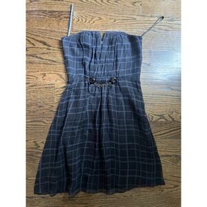 Vena Cava women’s silk plaid strapless dress size 2 navy